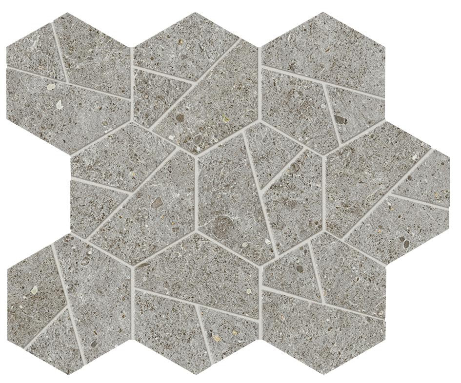 Mosaïque effet Pierre Calcaire Gris Cendré Hexa 28,5x25x0,9 cm Mat Domella - Sol et mur intérieur