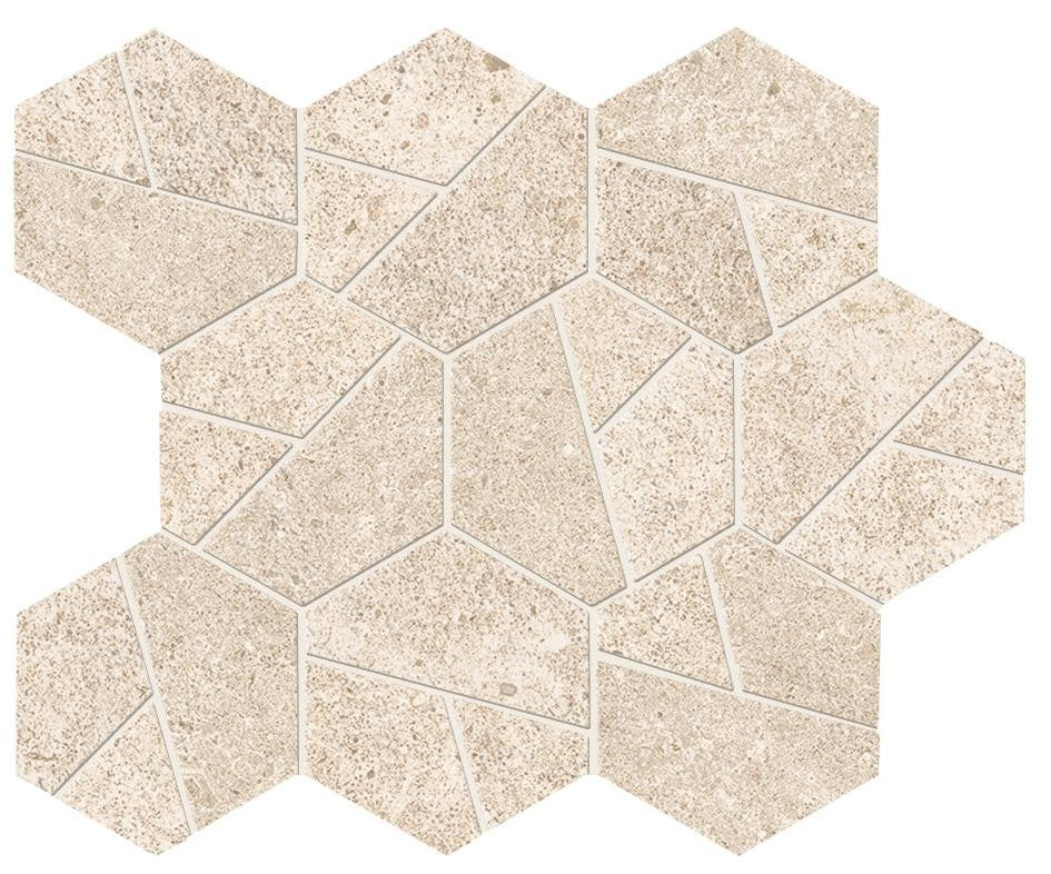 Mosaïque effet Pierre Calcaire Beige Ivoire Hexa 28,5x25x0,9 cm Mat Domella - Sol et mur intérieur