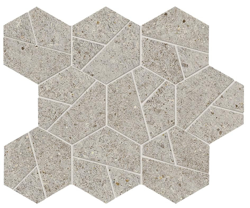 Mosaïque effet Pierre Calcaire Gris Galet Hexa 28,5x25x0,9 cm Mat Domella - Sol et mur intérieur