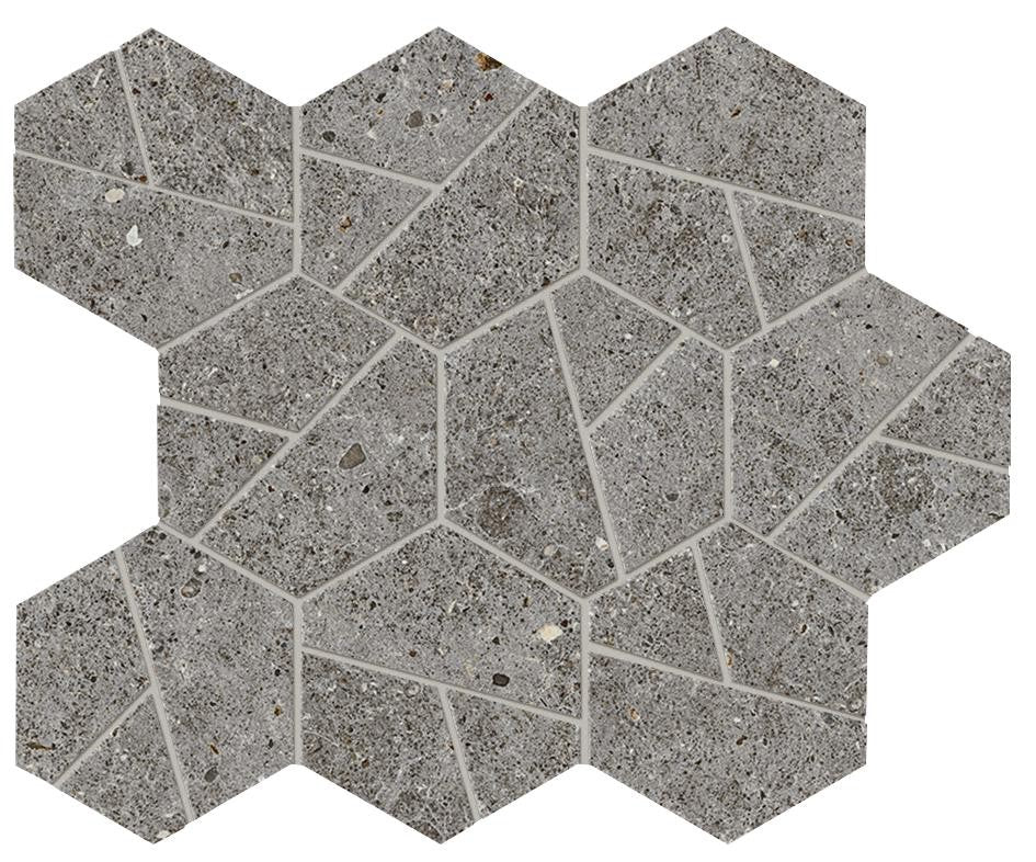 Mosaïque effet Pierre Calcaire Gris Fumé Hexa 28,5x25x0,9 cm Mat Domella - Sol et mur intérieur