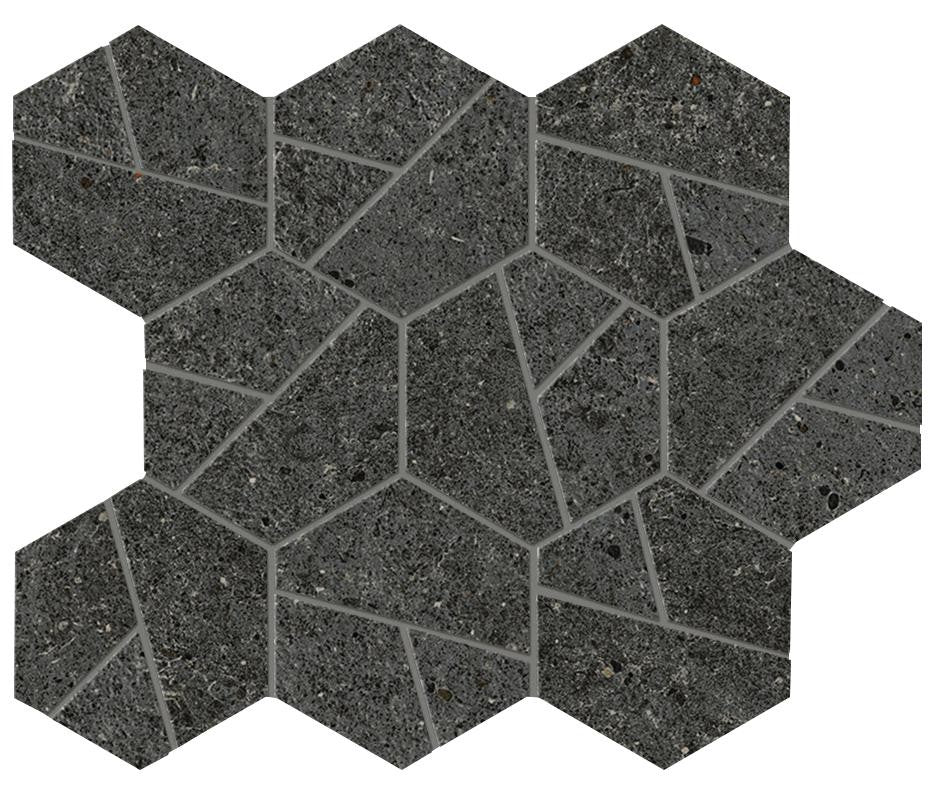 Mosaïque effet Pierre Calcaire Gris Carbone Hexa 28,5x25x0,9 cm Mat Domella - Sol et mur intérieur