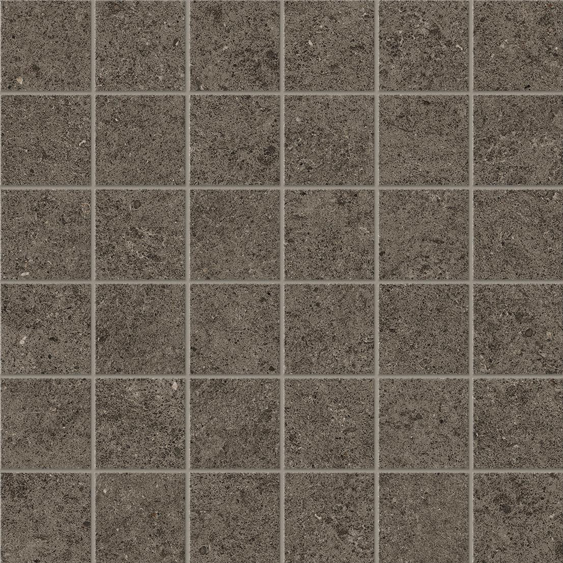 Mosaïque effet Pierre Calcaire Gris Terre 4,8x4,8 cm Quadra 30x30x0,9 cm Mat Domella - Sol et mur intérieur