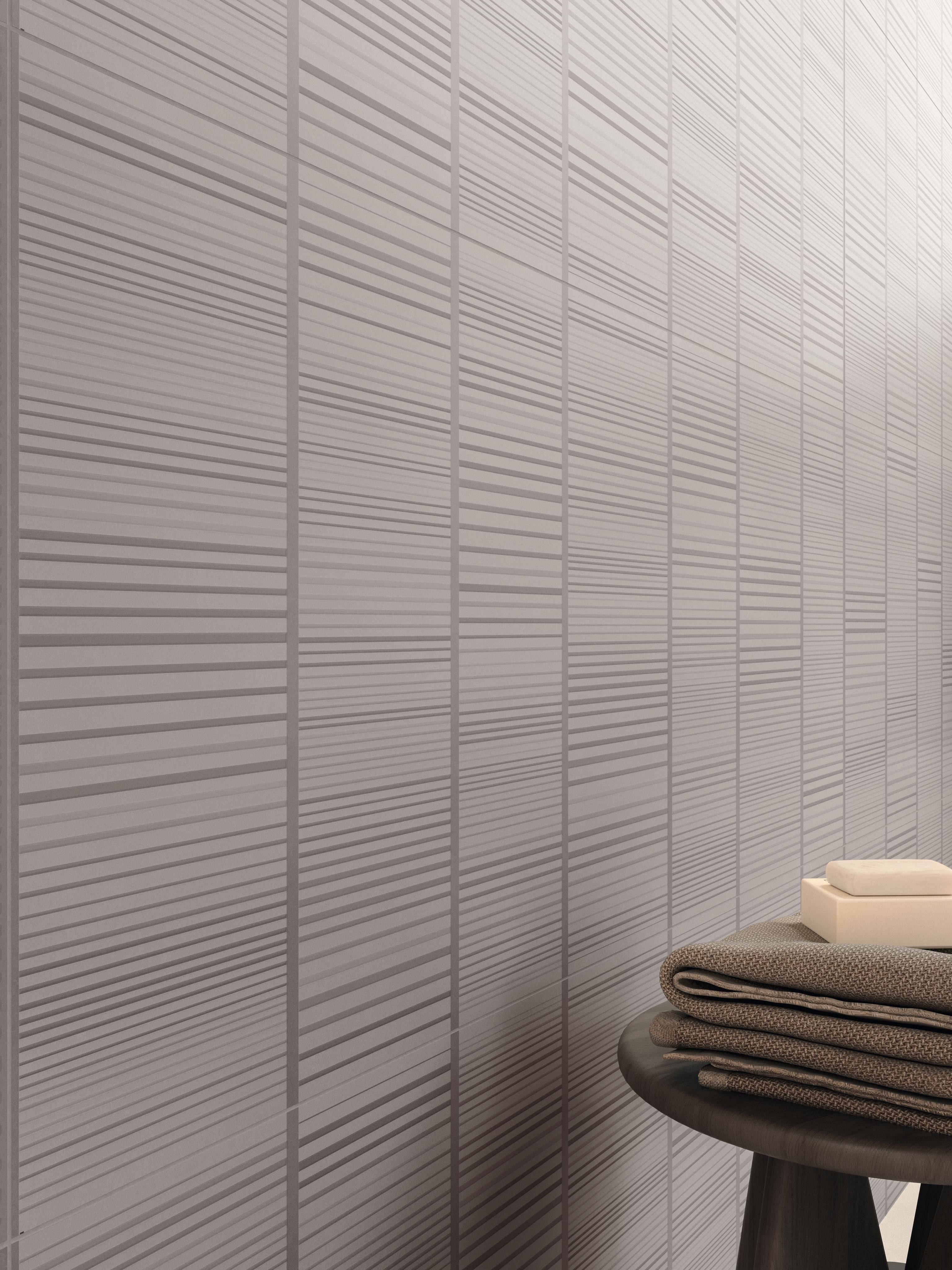 Carrelage effet Béton 3D Gris Taupe Cadenza 120x50x0,85 cm Mat Cortivo - Mur intérieur