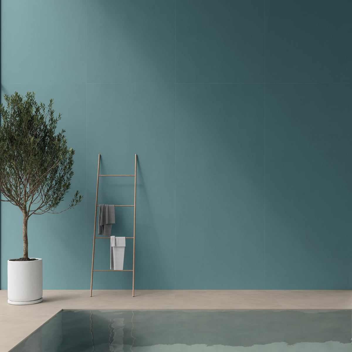 Carrelage effet Béton 3D Vert Argile Linea Mix 50x40x0,85 cm Mat Cortivo - Mur intérieur