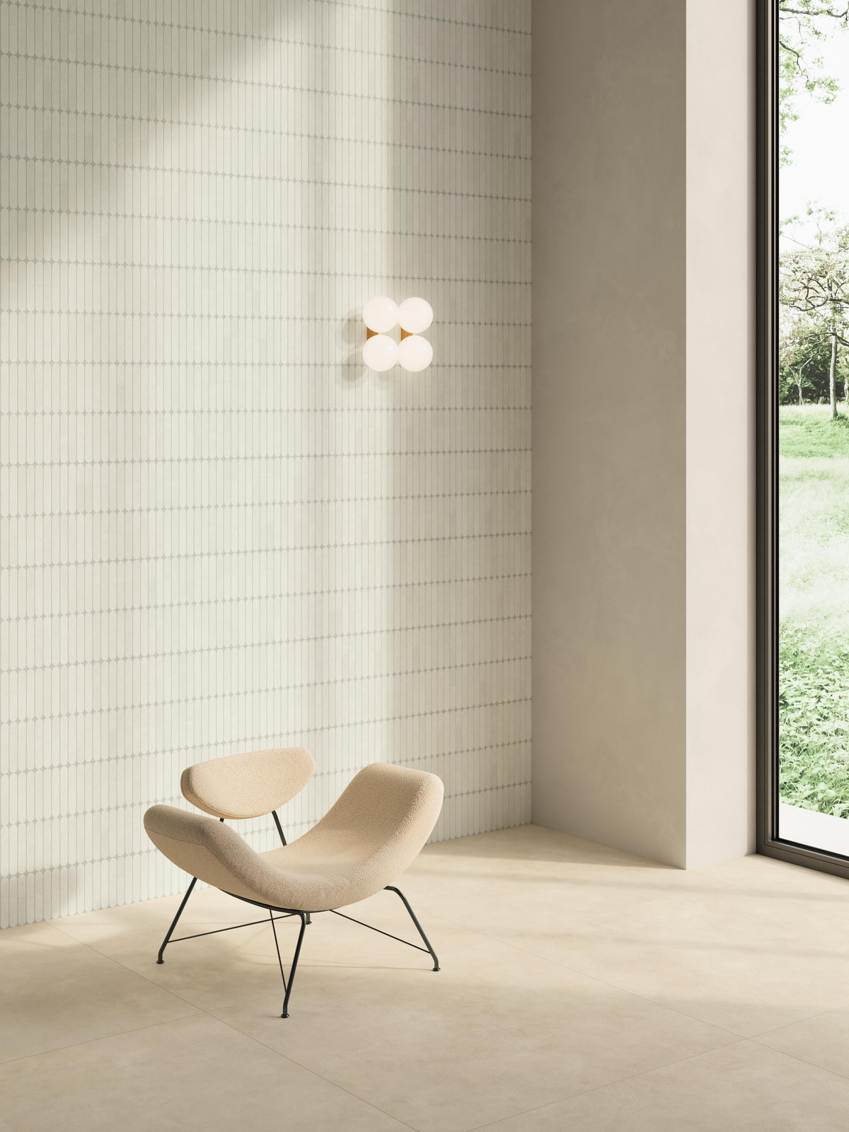 Mosaïque effet Béton Blanc Sable 18,8x3,2 cm Lungo 37,8x37x0,9 cm Mat Stavira - Mur intérieur