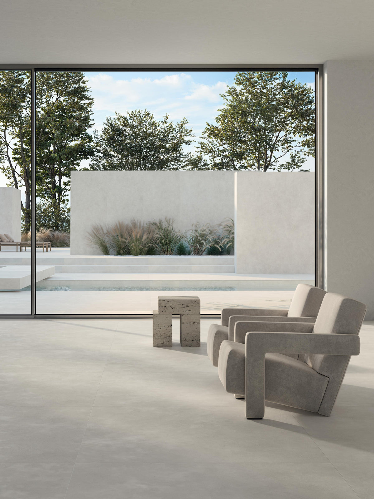 Carrelage effet Béton Gris Perle 120x120x2 cm Stavira - Sol extérieur