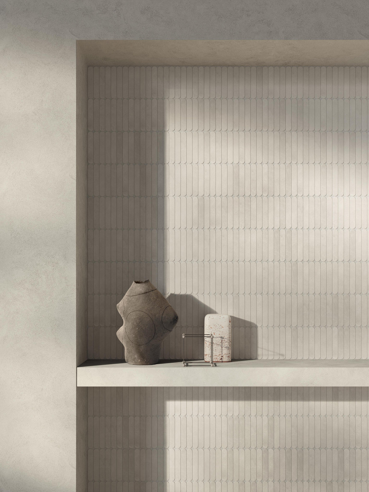 Mosaïque effet Béton Gris Perle 18,8x3,2 cm Lungo 37,8x37x0,9 cm Mat Stavira - Mur intérieur