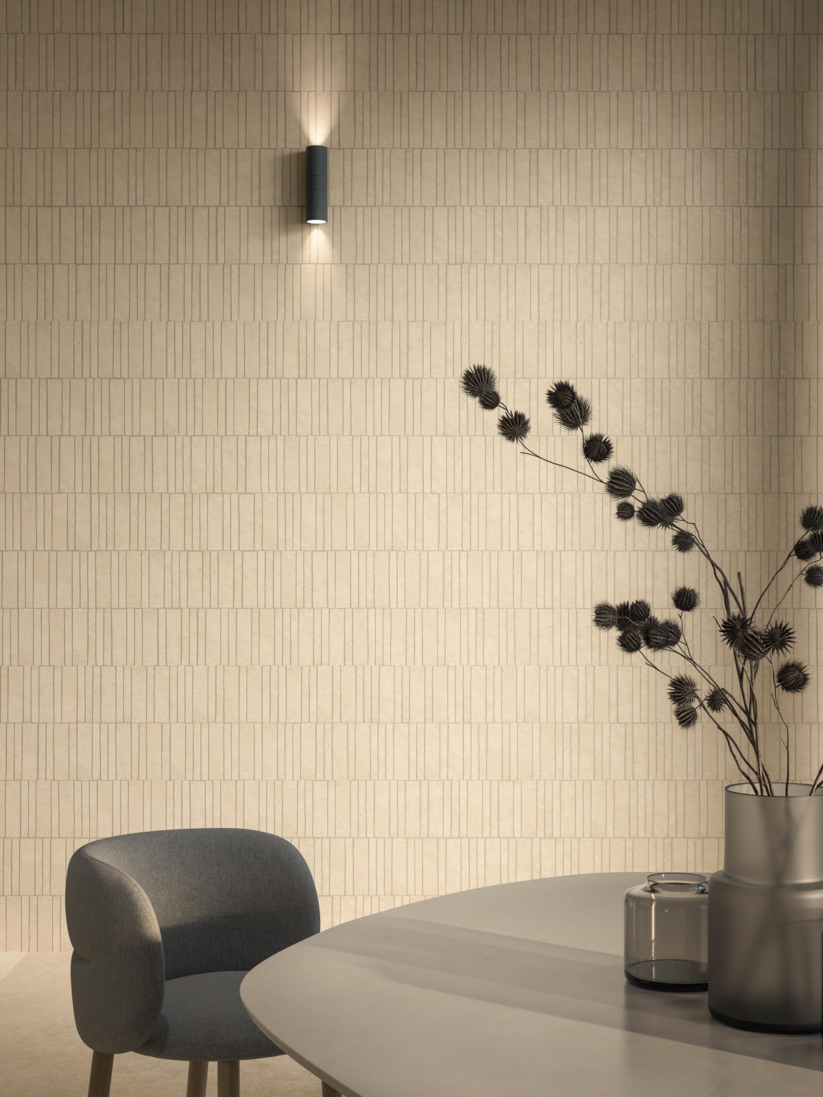 Mosaïque effet Pierre Calcaire Gris Brume Stick 30x19,5x0,9 cm Mat Rocalta - Sol et mur intérieur