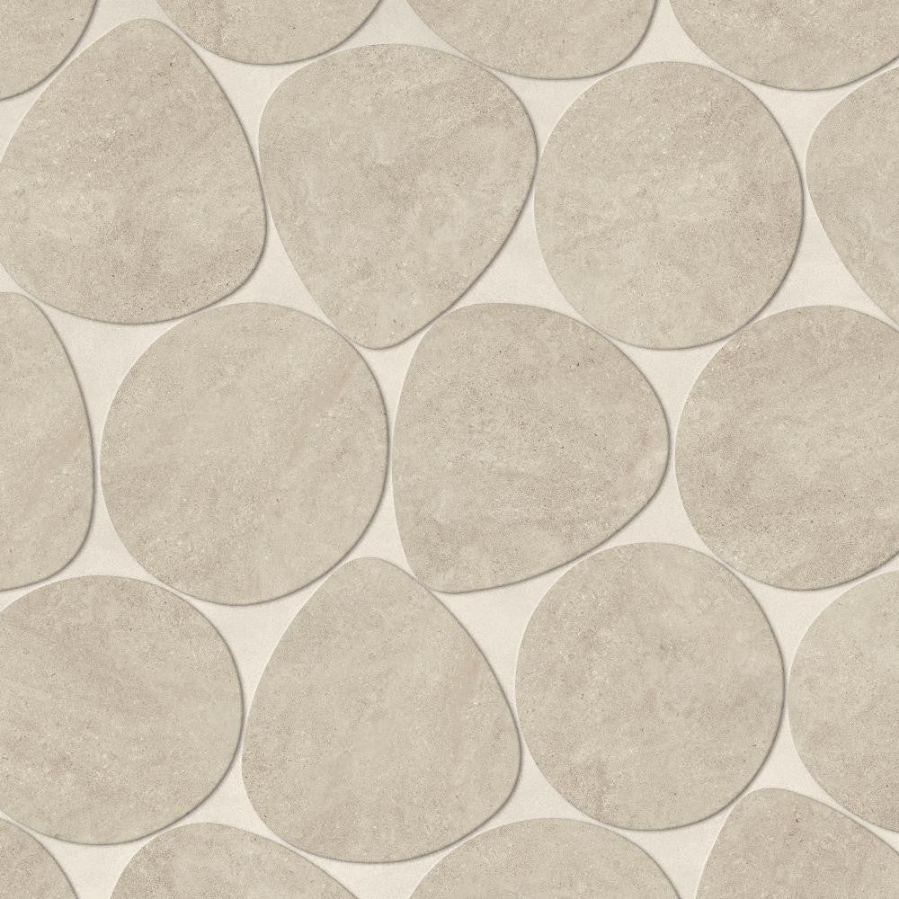 Carrelage effet Pierre Calcaire Gris Brume Galets XL 59,5x59,5x2 cm Rocalta - Sol extérieur