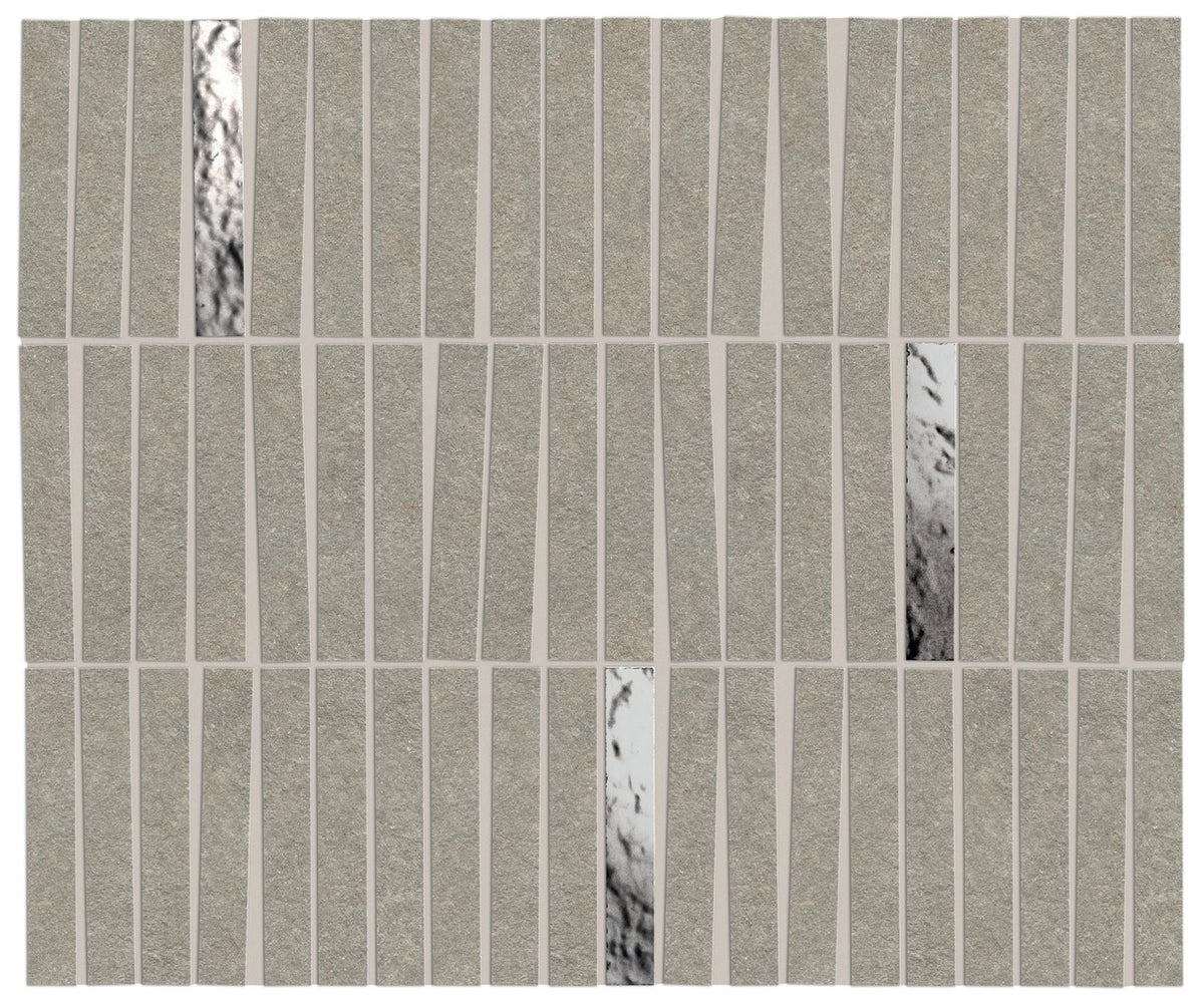 Mosaïque effet Pierre Quartzite Gris Cendré 9,6x1,5 cm Minibrick 35x29,2x0,9 cm Mat Venturo - Mur intérieur