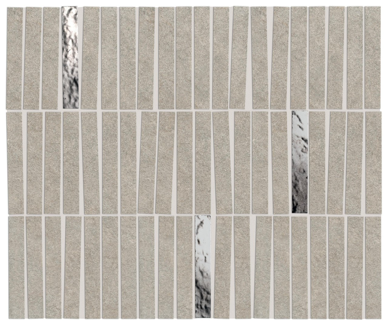 Mosaïque effet Pierre Quartzite Gris Galet 9,6x1,5 cm Minibrick 35x29,2x0,9 cm Mat Venturo - Mur intérieur