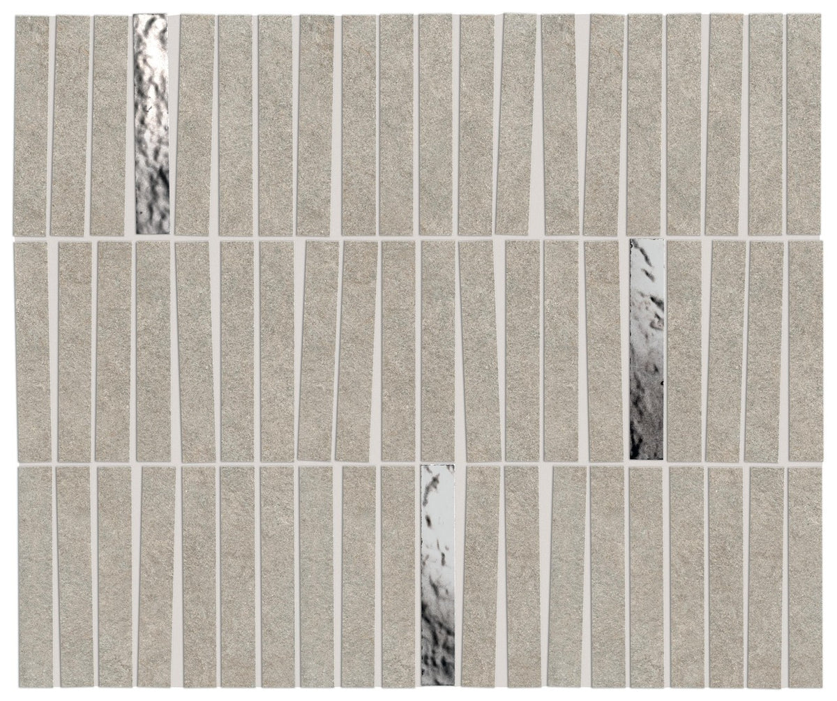 Mosaïque effet Pierre Quartzite Gris Galet 9,6x1,5 cm Minibrick 35x29,2x0,9 cm Mat Venturo - Mur intérieur