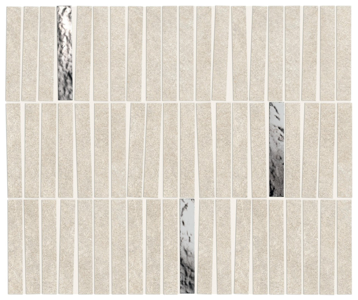 Mosaïque effet Pierre Quartzite Blanc 9,6x1,5 cm Minibrick 35x29,2x0,9 cm Mat Venturo - Mur intérieur