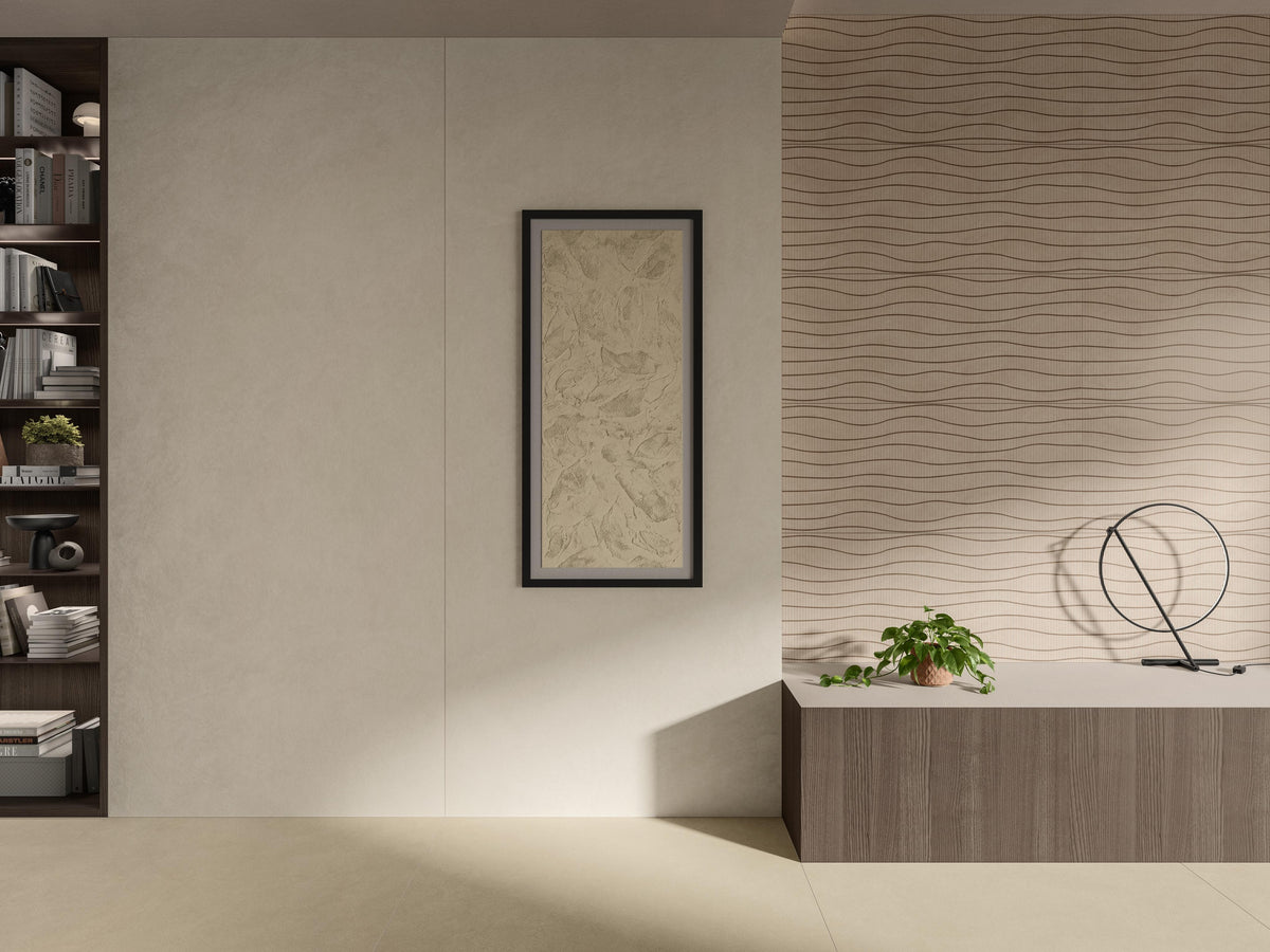 Carrelage effet Béton Brun Ombre Flow 120x50x0,85 cm Mat Talvoro - Mur intérieur