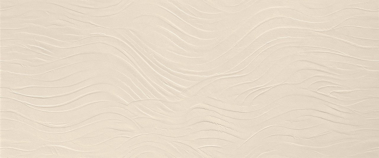 Carrelage effet Béton 3D Blanc Minéral Onda 120x50x0,85 cm Mat Benzaro - Mur intérieur