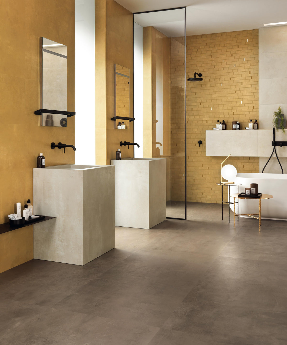 Mosaïque effet Béton Jaune Ambre Brick 33,3x29,7x0,85 cm Mat Vetrano - Mur intérieur
