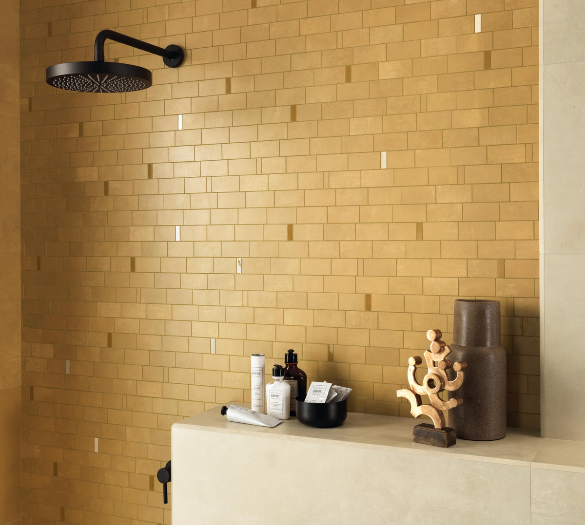 Mosaïque effet Béton Jaune Ambre Brick 33,3x29,7x0,85 cm Mat Vetrano - Mur intérieur