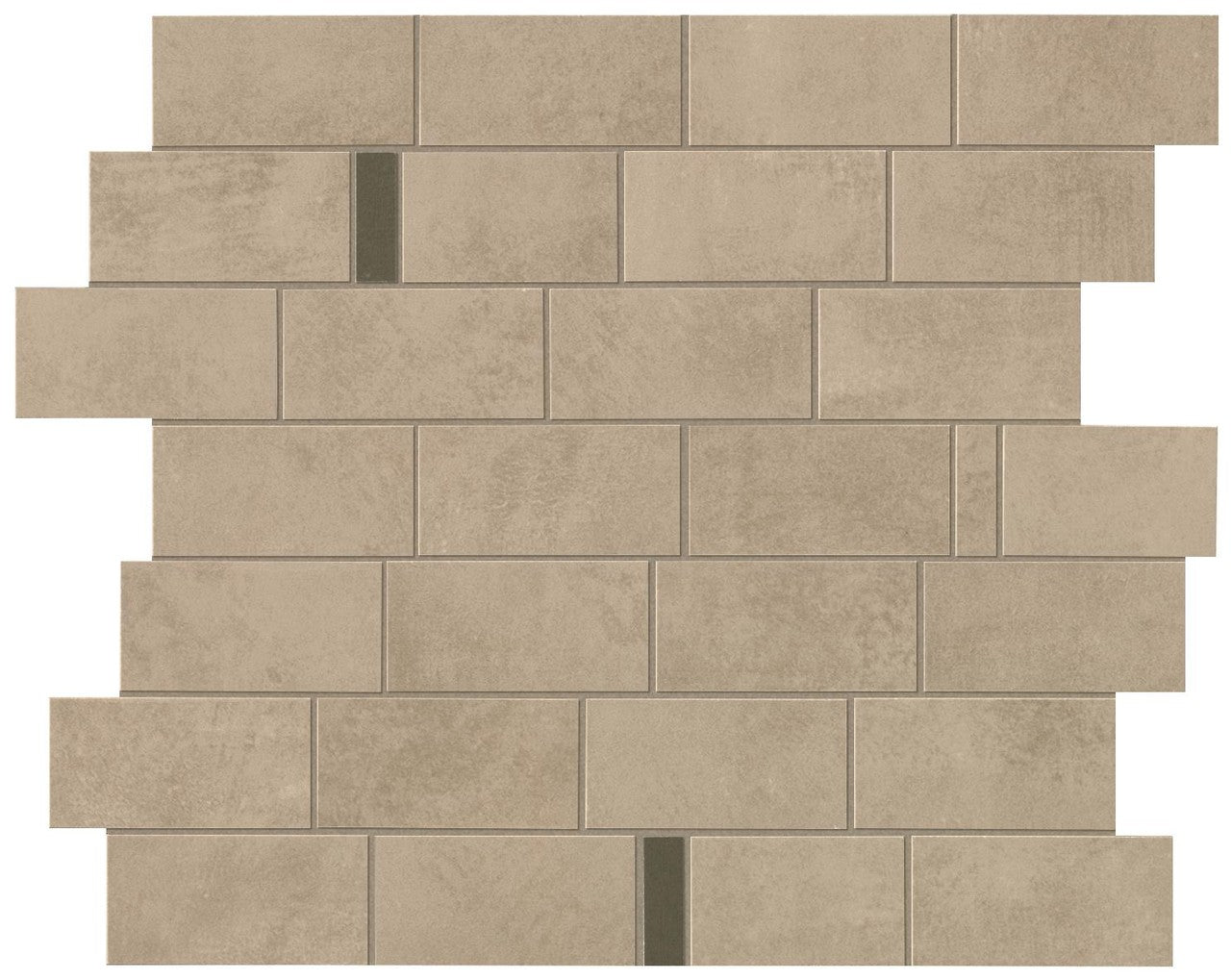 Mosaïque effet Béton Beige Terre Brick 33,3x29,7x0,85 cm Mat Vetrano - Mur intérieur