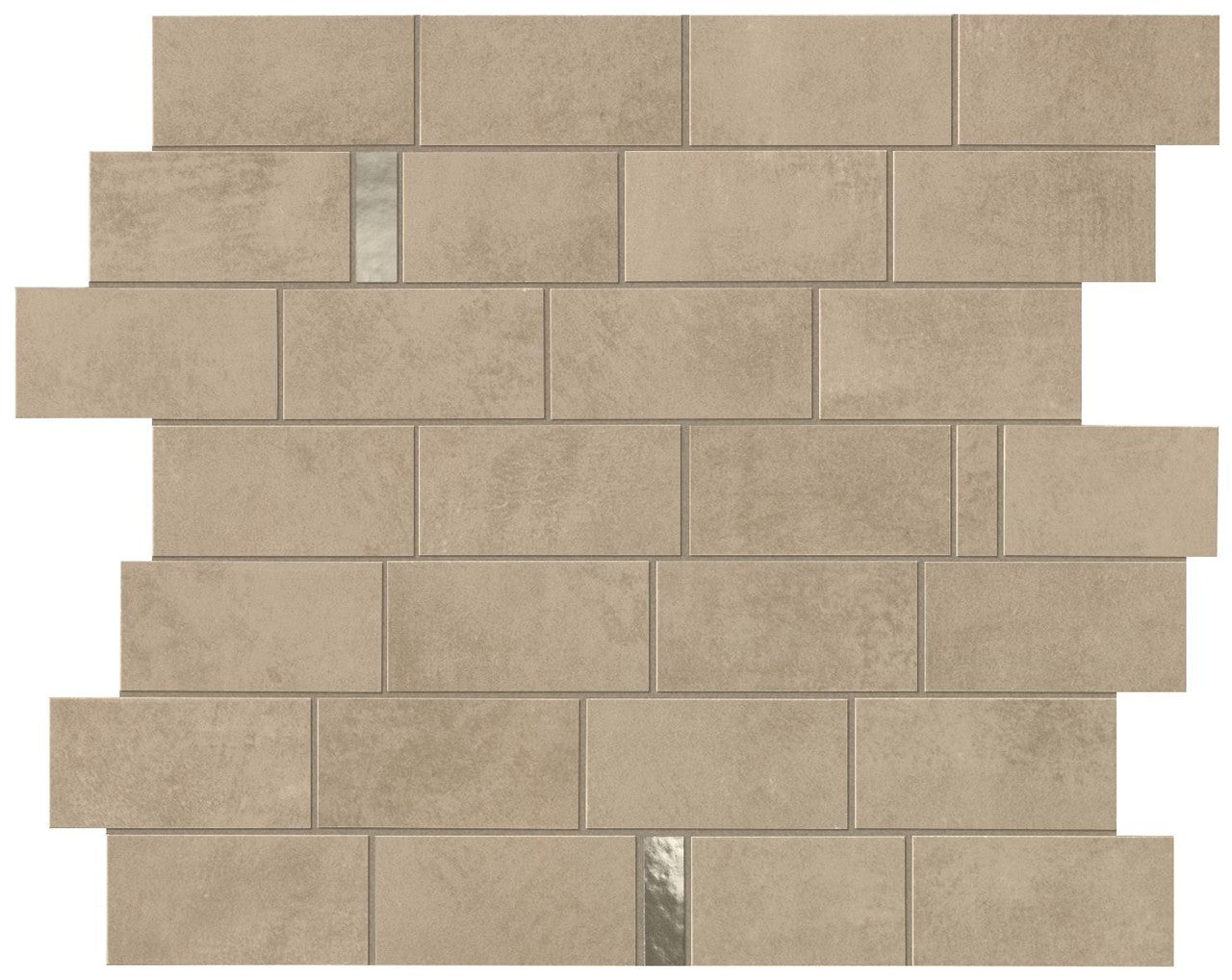 Mosaïque effet Béton Beige Terre Brick 33,3x29,7x0,85 cm Mat Vetrano - Mur intérieur