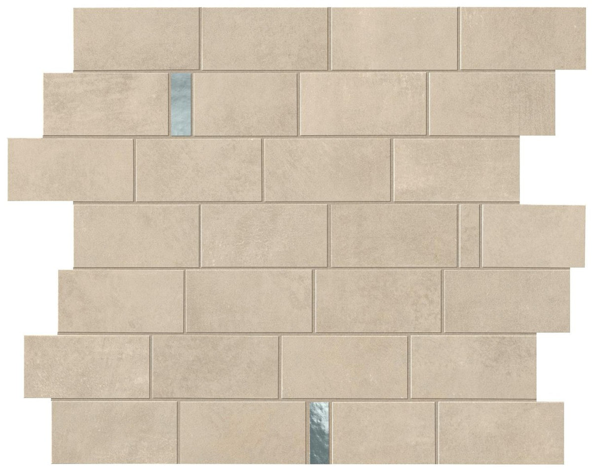 Mosaïque effet Béton Beige Crème Brick 33,3x29,7x0,85 cm Mat Vetrano - Mur intérieur