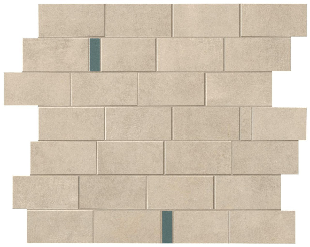 Mosaïque effet Béton Beige Crème Brick 33,3x29,7x0,85 cm Mat Vetrano - Mur intérieur