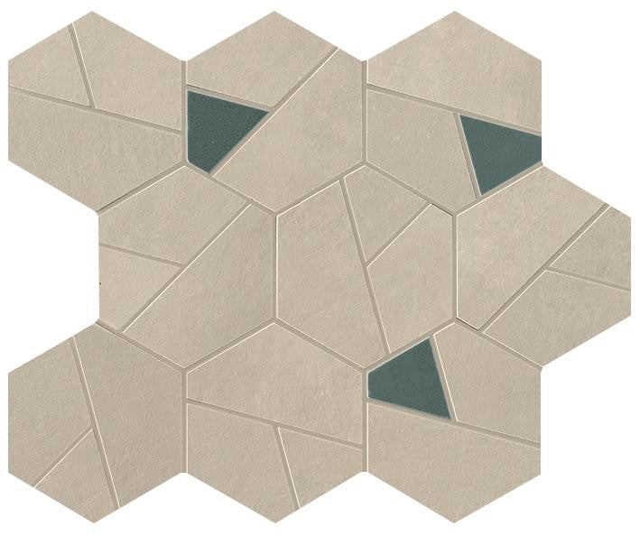 Mosaïque effet Béton Beige Crème Hexa Blu 28,5x25x0,9 cm Mat Vetrano - Mur intérieur