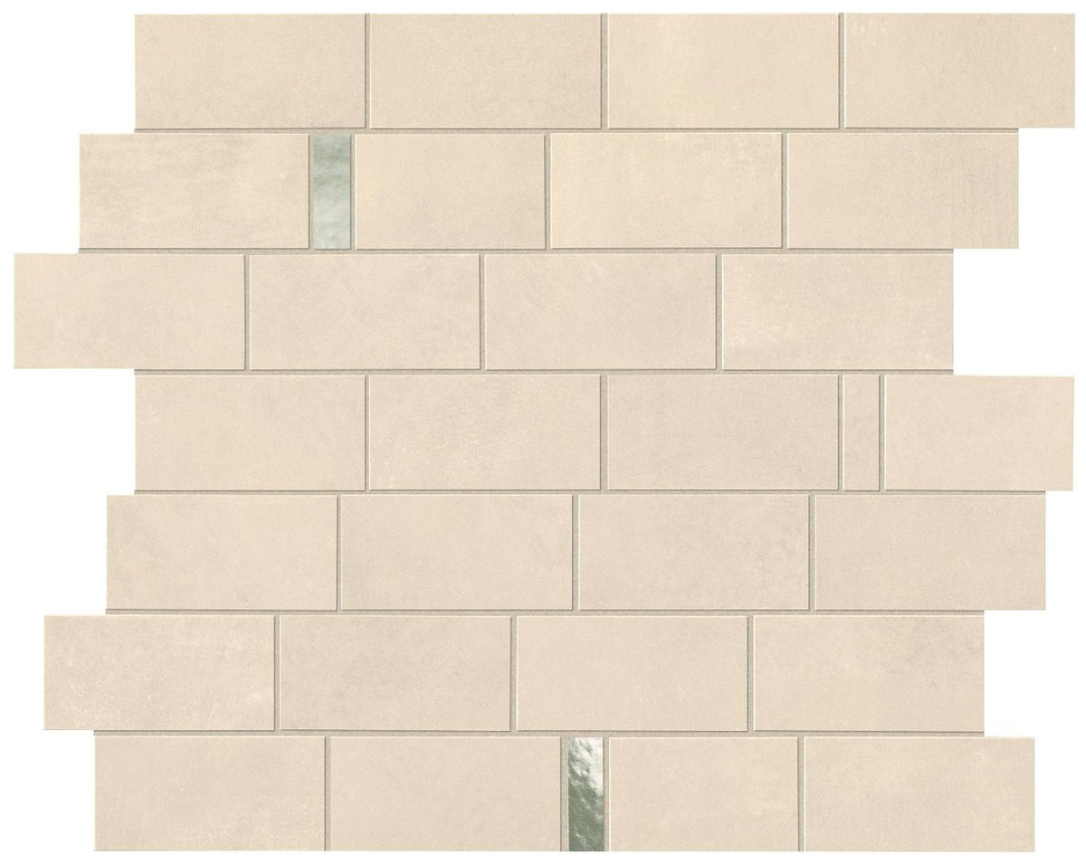 Mosaïque effet Béton Beige Ivoire Brick 33,3x29,7x0,85 cm Mat Vetrano - Mur intérieur