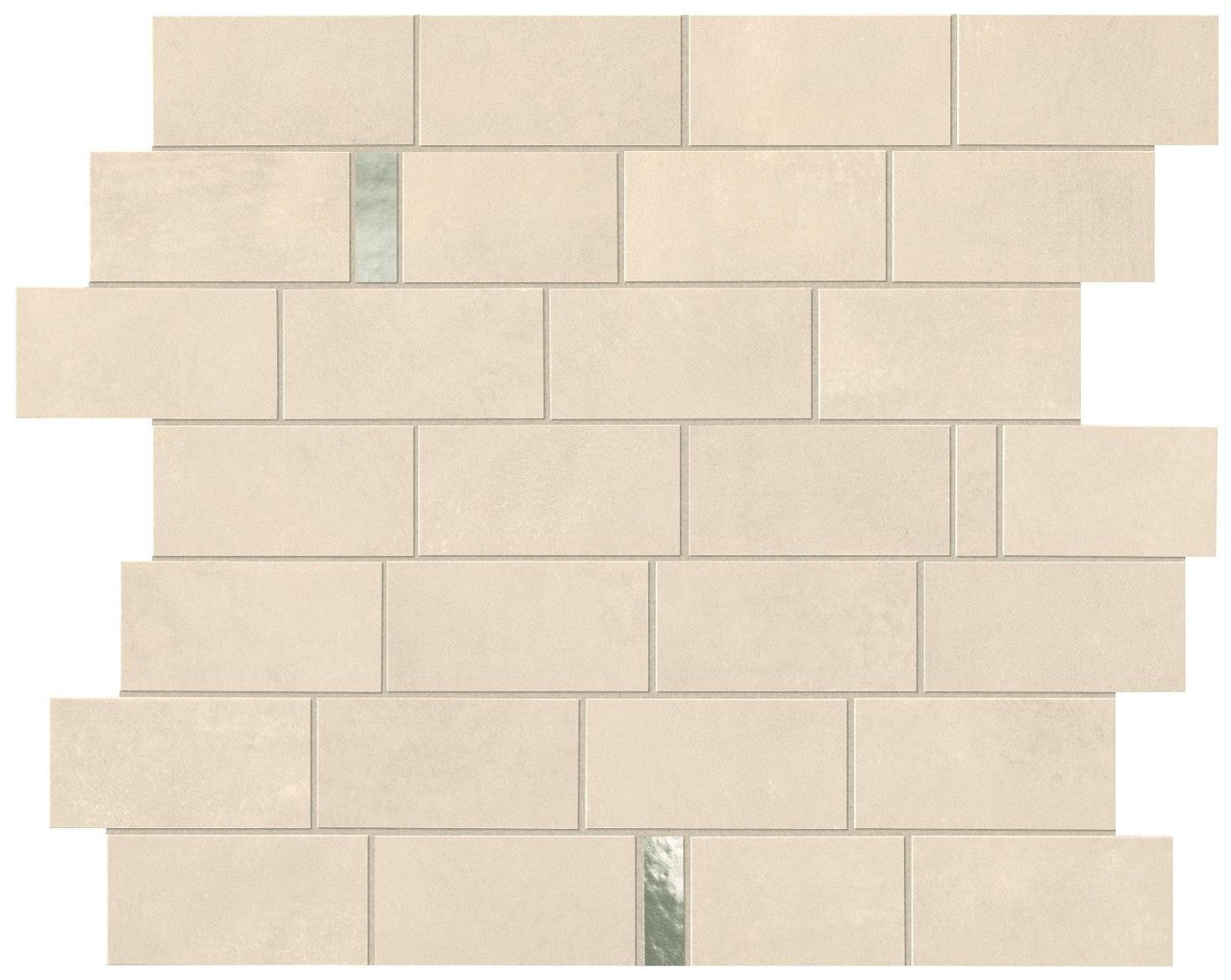 Mosaïque effet Béton Beige Ivoire Brick 33,3x29,7x0,85 cm Mat Vetrano - Mur intérieur