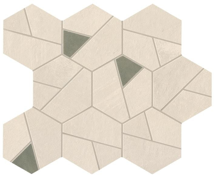 Mosaïque effet Béton Beige Ivoire Hexa Verde 28,5x25x0,9 cm Mat Vetrano - Mur intérieur