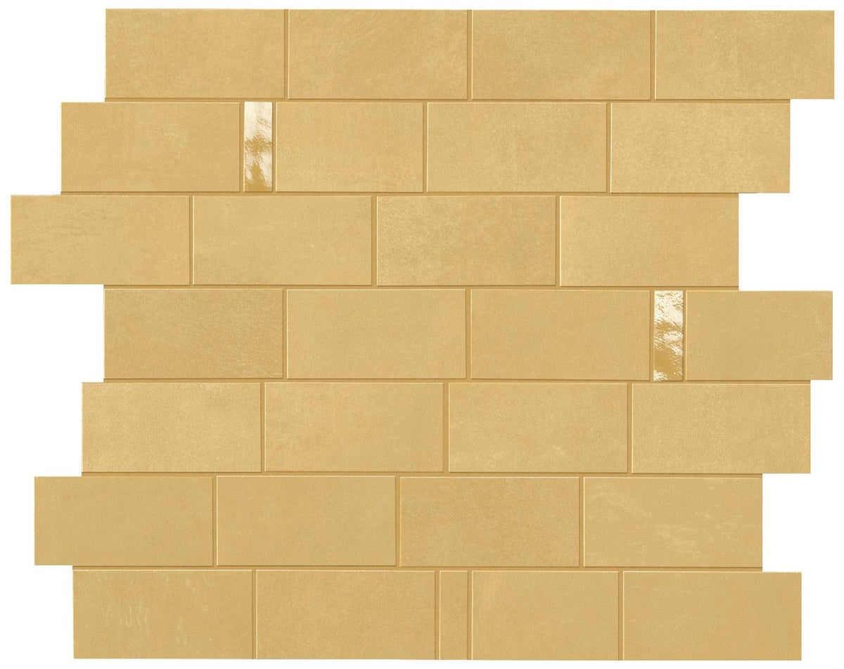 Mosaïque effet Béton Jaune Ambre Brick 33,3x29,7x0,85 cm Mat Vetrano - Mur intérieur