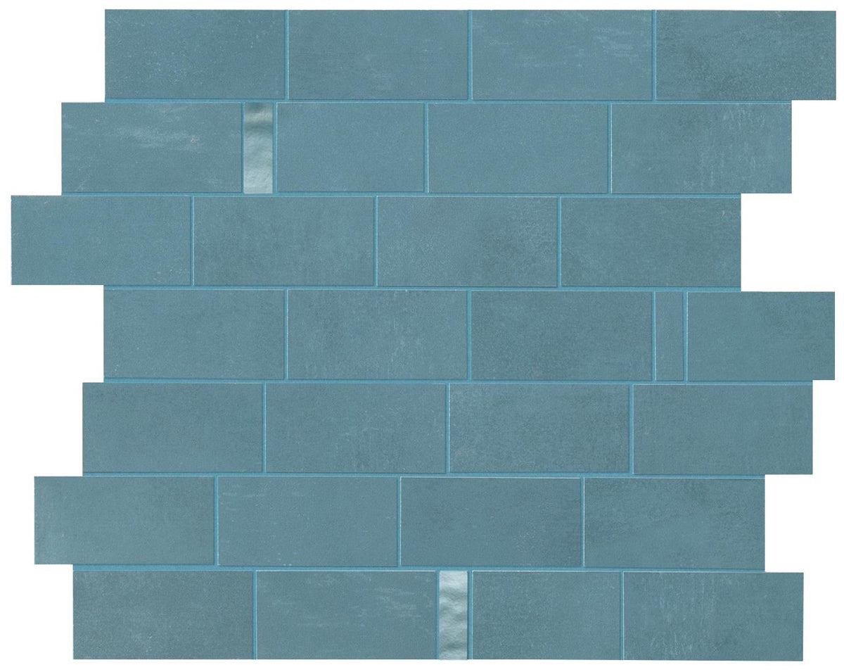 Mosaïque effet Béton Bleu Cendré Brick 33,3x29,7x0,85 cm Mat Vetrano - Mur intérieur