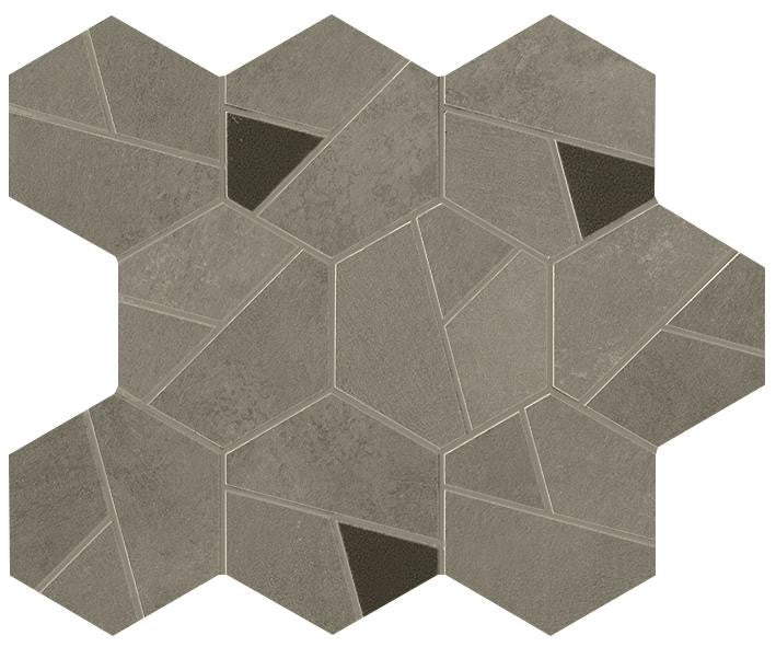 Mosaïque effet Béton Gris Terre Hexa Nero 28,5x25x0,9 cm Mat Vetrano - Mur intérieur