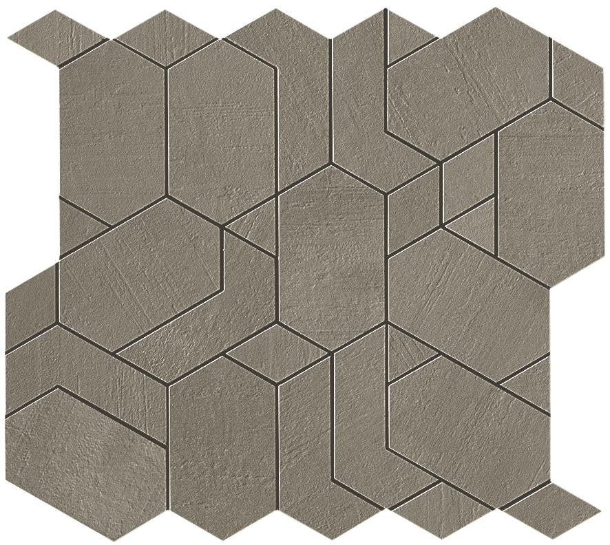 Mosaïque effet Béton Gris Terre Mix 33,5x31x0,9 cm Mat Vetrano - Mur intérieur
