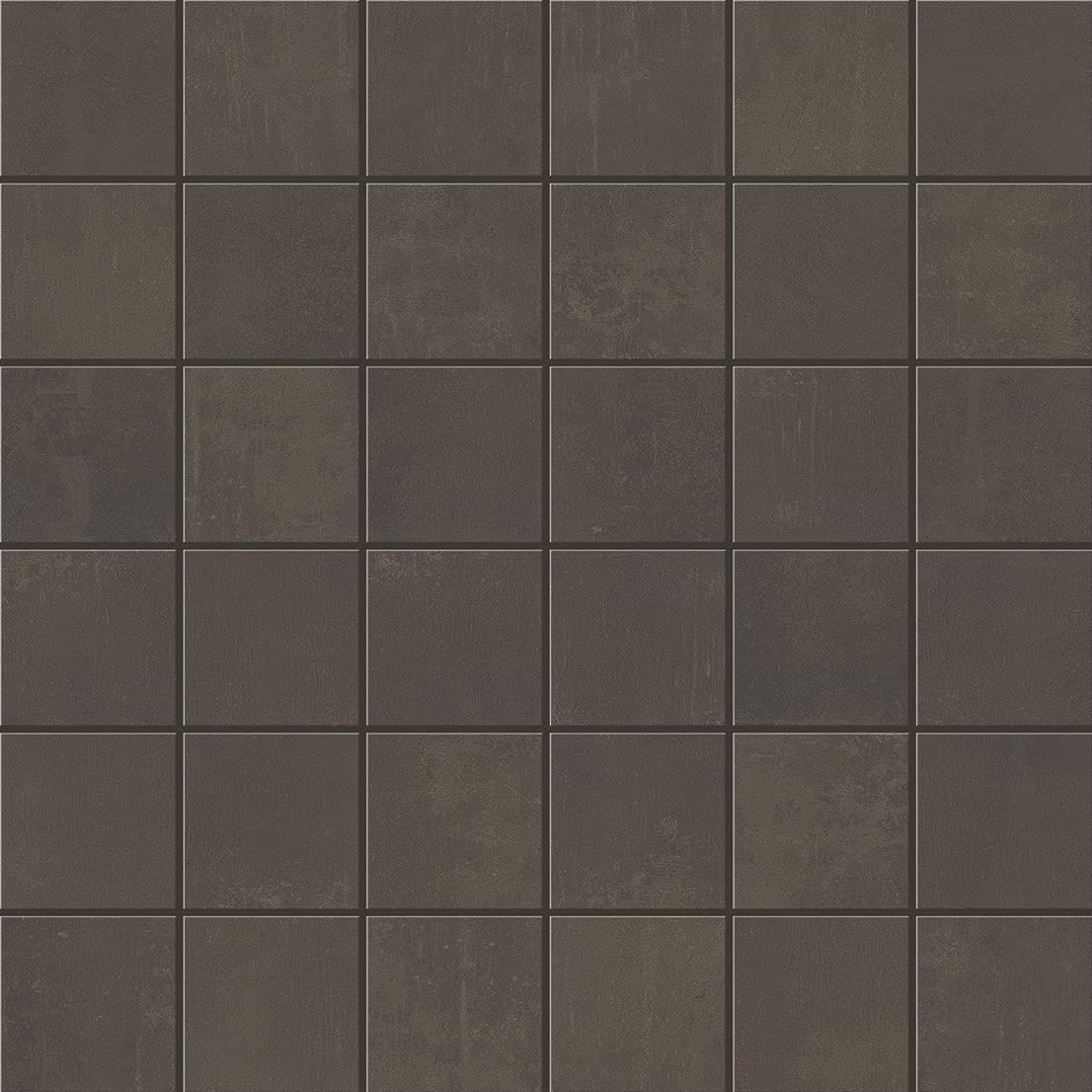 Mosaïque effet Béton Brun Cuir 4,8x4,8 cm Quadra 30x30x0,9 cm Mat Vetrano - Sol et mur intérieur