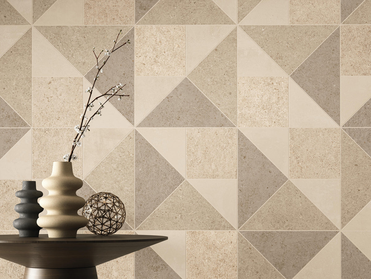 Carrelage effet Pierre Mix Beige Fusion 30x30x0,9 cm Mat Domella - Sol et mur intérieur