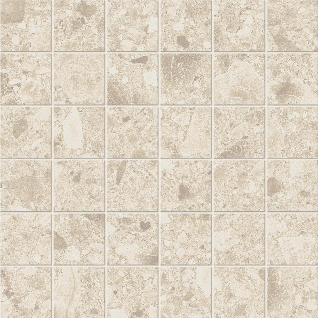 Mosaïque effet Pierre Ceppo di Gré Beige 4,8x4,8 cm Quadra 30x30x0,9 cm Mat Massira - Sol et mur intérieur