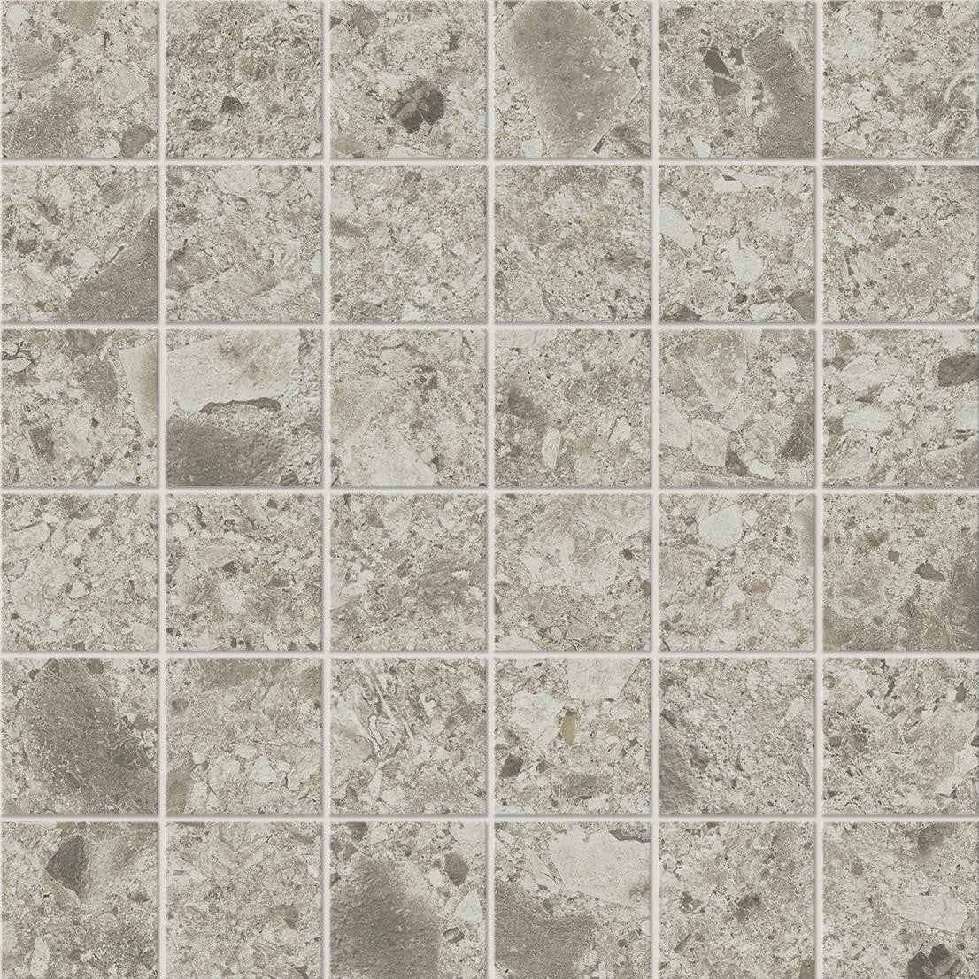 Mosaïque effet Pierre Ceppo di Gré Gris Clair 4,8x4,8 cm Quadra 30x30x0,9 cm Mat Massira - Sol et mur intérieur