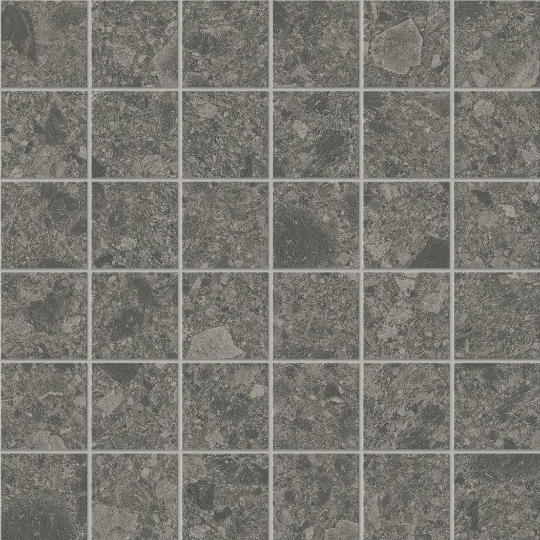 Mosaïque effet Pierre Ceppo di Gré Gris Foncé 4,8x4,8 cm Quadra 30x30x0,9 cm Mat Massira - Sol et mur intérieur