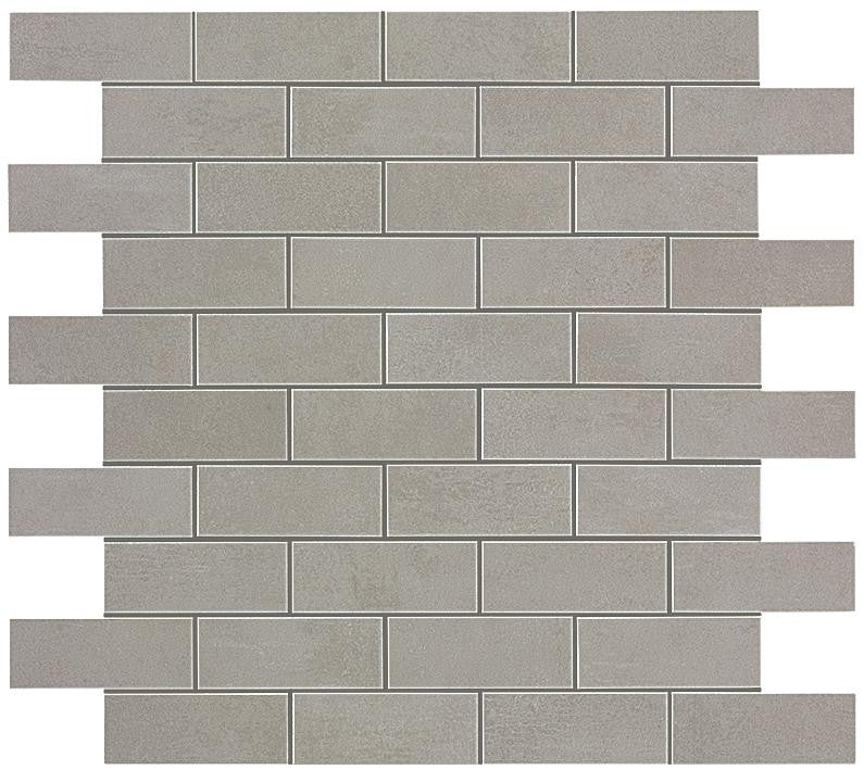 Mosaïque effet Béton Gris Cendré 7,5x2,9 cm Brick 30,5x30,5x0,85 cm Mat Gravino - Mur intérieur