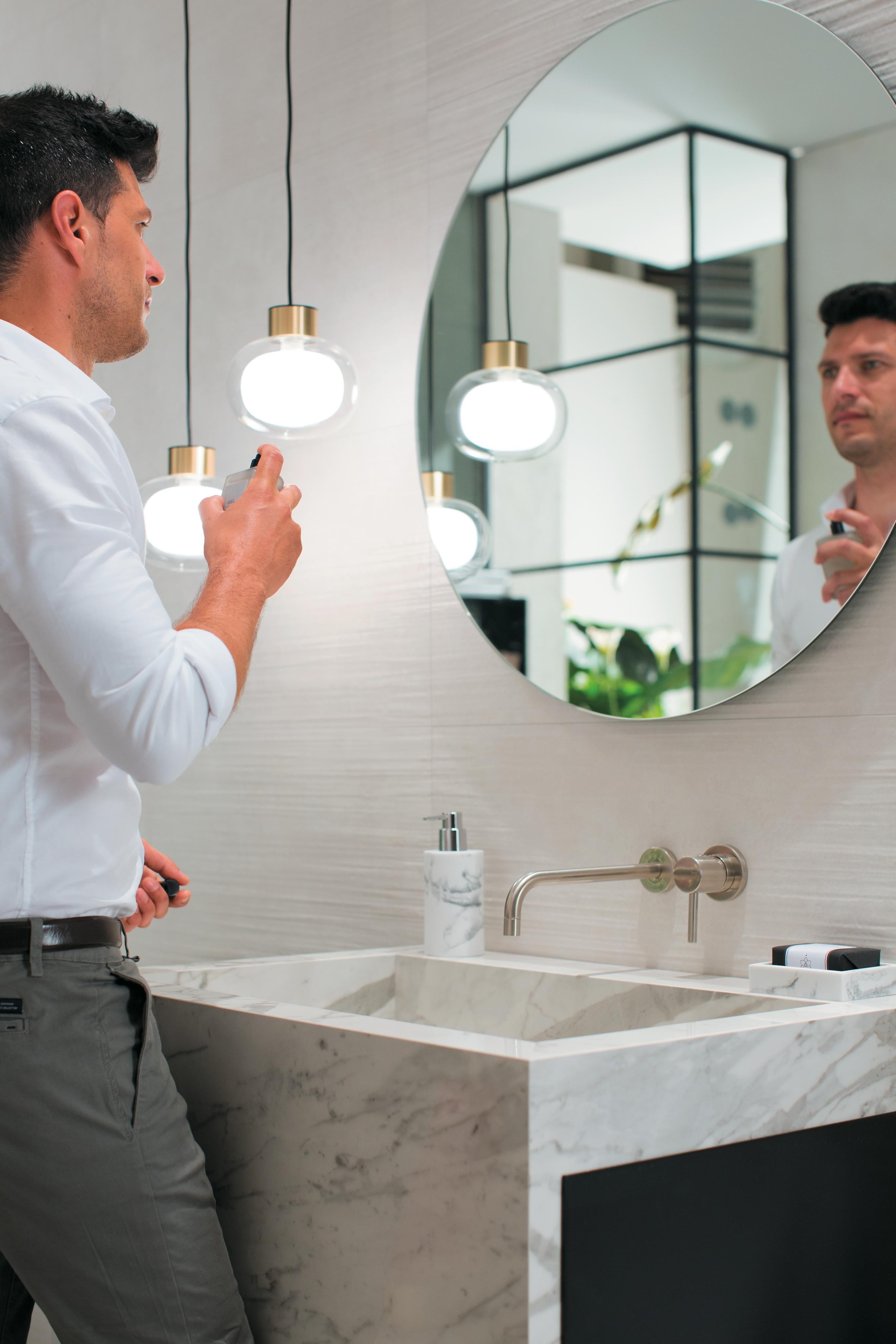 Carrelage effet Béton 3D Gris Luce Line 80x40x1 cm Mat Gravino - Mur intérieur