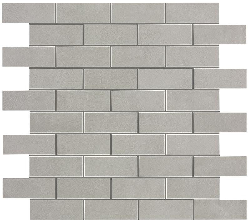 Mosaïque effet Béton Gris Brume 7,5x2,9 cm Brick 30,5x30,5x0,85 cm Mat Gravino - Mur intérieur