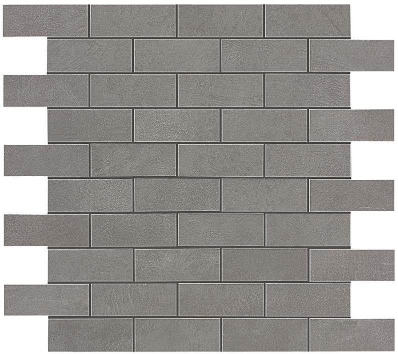 Mosaïque effet Béton Gris Ombre 7,5x2,9 cm Brick 30,5x30,5x0,85 cm Mat Gravino - Mur intérieur