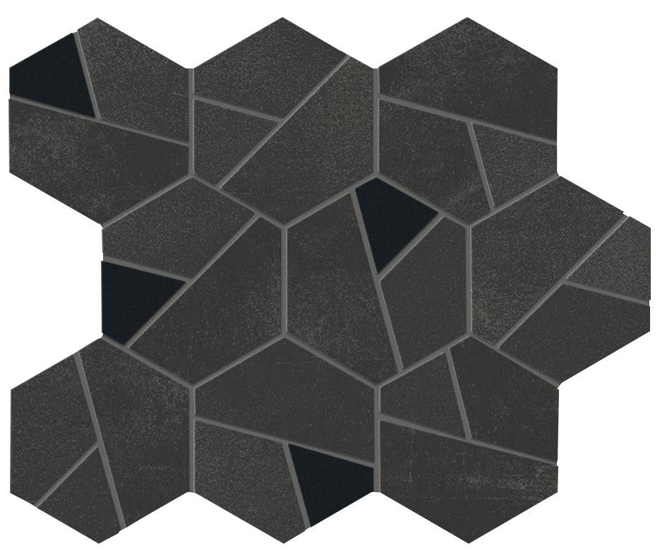 Mosaïque effet Béton Gris Nuit Hexa Nero 28,5x25x0,9 cm Mat Gravino - Mur intérieur