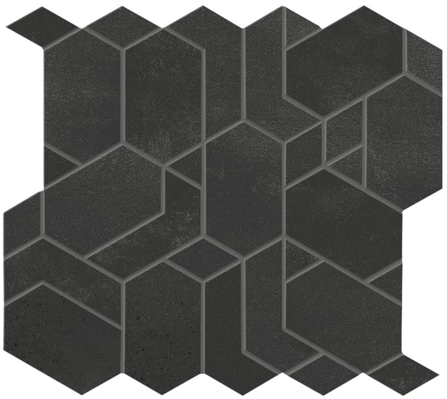 Mosaïque effet Béton Gris Nuit Mix 33,5x31x0,9 cm Mat Gravino - Mur intérieur