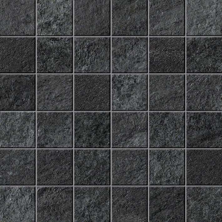 Mosaïque effet Pierre Quartzite Gris Dark  4,8x4,8 cm Quadra 30x30x0,9 cm Mat Teravio - Sol et mur intérieur