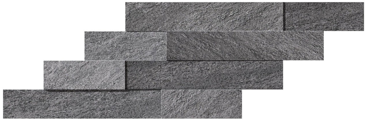 Parement carrelage effet Pierre 3D Quartzite Gris Ombre 59x29x0,95 cm Teravio