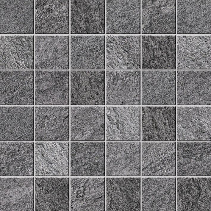 Mosaïque effet Pierre Quartzite Gris Ombre 4,8x4,8 cm Quadra 30x30x0,9 cm Mat Teravio - Sol et mur intérieur