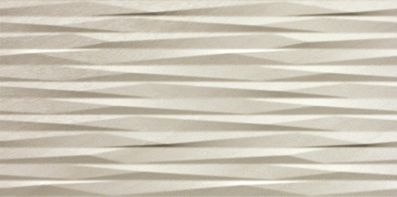 Carrelage effet Pierre 3D Quartzite Gris Crème Onda 80x40x1 cm Mat Teravio - Mur intérieur