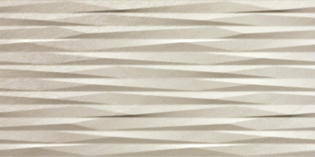 Carrelage effet Pierre 3D Quartzite Gris Crème Onda 80x40x1 cm Mat Teravio - Mur intérieur