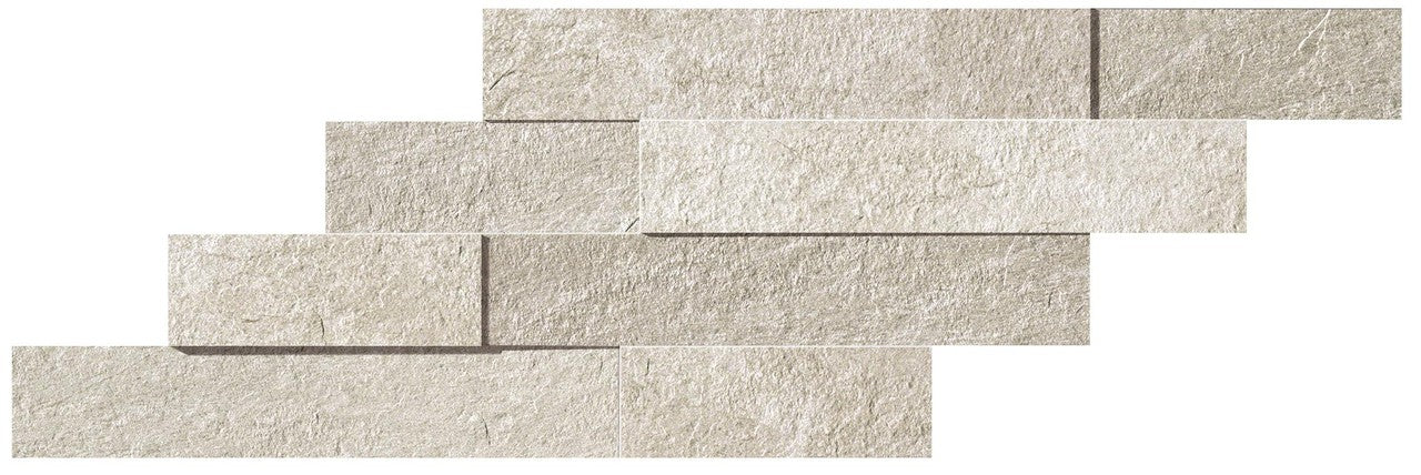 Parement carrelage effet Pierre 3D Quartzite Gris Crème 59x29x0,95 cm Teravio
